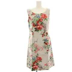 ローラアシュレイ LAURA ASHLEY ワンピース 7 グレー 赤 レッド 水色 ライトブルー 花柄 プリント ノースリーブ ひざ丈 /HN ■GY61