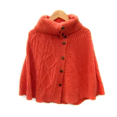 クミキョク 組曲 KUMIKYOKU ニットポンチョ カーディガン ミドル丈 タートルネック 2 オレンジ /SY27