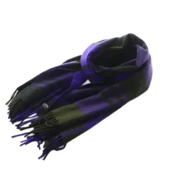 ジョシュアエリス JOSHUA ELLIS ストール マフラー フリンジ チェック柄 カシミヤ 紫 /MI ■OS