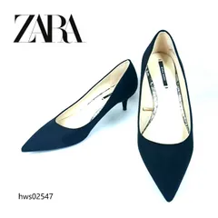 ZARA BASIC ザラ ネイビー スエード ポインテッドトゥ パンプス 36 23.5cm 23cm 完売品 人気モデル 定番 通勤 式典 入学式 卒業式 軽量 ローヒール キトゥンヒール 痛くない 万能 フォーマル hws02547 hws02547
