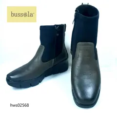 bussola ショートブーツ サイドゴア サイドジップ ストレッチ 厚底 コンフォート スクエアトゥ グリップソール 39 ブラウン レディース ブソラ hws02568