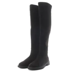 ジャンヴィトロッシ Gianvito Rossi ニーハイブーツ ロング ローヒール スエード 37.5 ダークブラウン /YO29