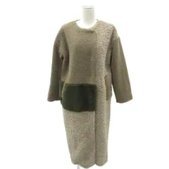 ガリャルダガランテ GALLARDAGALANTE ボアコート ノーカラーコート F 茶色 ブラウン カーキ ロング丈 切替 フェイクファー /HO68 ■GY61