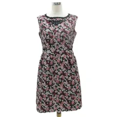 スーパービューティ Super Beauty ワンピース 42 XL マルチカラー 黒 ブラック 花柄 刺繍 ノースリーブ ラウンドネック ひざ丈 /HO29 ■GY61