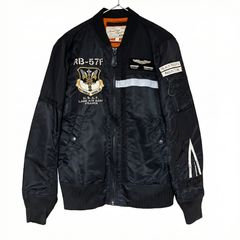 AVIREX MA-1 ブラック M B-15 ブラックナイツ 刺繍 フライトジャケット