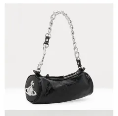 Vivienne Westwood Cindy シリンダー チェーン ショルダーバッグ クリンクル メタリック ブラック
