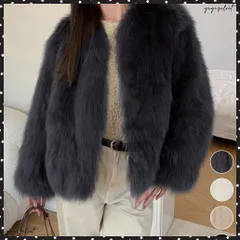 韓国風ノーカラーフェイクファージャケット レディース ボリュームファーコート フェミニン 防寒 ブルゾン 大人可愛い もこもこアウター パーティー羽織もの 高見え 毛皮ケープアウター 防寒ジャケット上品 あったか冬アウター