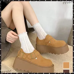 厚底ローファー レディース スエード調 ベルト付き ボリュームソール 可愛い コンフォート カジュアル 歩きやすい 疲れにくい 快適 美脚 通勤通学 厚底靴 レトロ 履きやすいシューズ 韓国ファッション