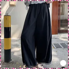 送料無料  バルーンパンツ ワイドパンツ レース レディース 九分丈パンツ 体型カバー 薄手 ハイウエスト ウエストゴム ゆったり 着やせ 美脚 リラックス カジュアル アンクル丈パンツ ボトムス無地 春夏 韓国ファッション