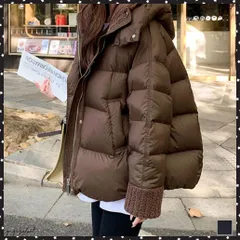 ダウンジャケットフード付きダウン風コート レディース 暖かい中綿ジャケット カジュアルアウタージャンパー 韓国風キルティングジャケット 防寒防風フーディアウター冬 厚手暖かいブルゾン エコダウンアウター あったか中綿コート