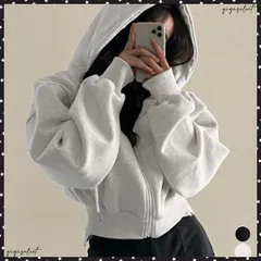 ジップパーカー裏起毛ショート丈フーディー レディースフード付きスウェット ゆったりライトアウター ジップアップ ルーズスウェットパーカー 韓国風長袖羽織り着やせ 大人カジュアル厚手 体型カバースエット インスタ映え秋冬服