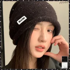 ニット帽子 ロゴ ニットビーニー 小顔 レディース 可愛い ワッチキャップ 被りやすい ニット帽 韓国ファッション 大人カジュアル 秋冬帽子 折り返し 暖かい ユニセックス 深め 防寒アイテム 黒 ボリューム感 旅行