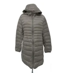 ユニクロ UNIQLO ダウンコート ロング丈 XL 大きいサイズ グレージュ フード付き /SM8 ■GY61