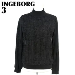 【美品】 INGEBORG フリル長袖ハイネックニット 9号 ブラック