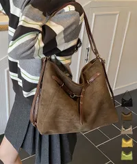 【５色】スエード調トートバッグ ショルダーバッグ おしゃれ 無地 大きめ a4対応 レディース★レトロ 秋冬 3WAY 肩掛け リュック