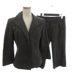 クミキョク 組曲 KUMIKYOKU セットアップ テーラードジャケット 7分丈 スラックス 総裏 ノーベント ウール 茶 ブラウン 3