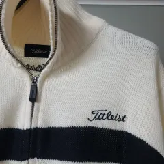 Titleist(タイトリスト) アイボリー ニット ジップアップ カーディガン