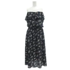 ファン FUN  ワンピース M 紺 ネイビー ピンク 緑 白 ホワイト 小花柄 オフショルダー レース切り替え /SX ■GY60