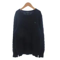 ポロ ラルフローレン POLO RALPH LAUREN ニット セーター 長袖 コットン ロゴ 刺繍 紺 ネイビー L