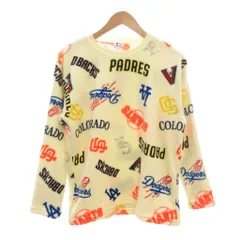 ジェニュインマーチャンダイズ Genuine Merchandise タグ付き MLB フリース トレーナー スウェット 160 白 ホワイト ロゴ総柄 ラウンドネック 長袖 /NU ■GY59