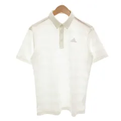 アディダス adidas ポロシャツ L 白 ホワイト 半袖 ボーダー柄 メッシュ /NU ■GY59