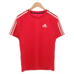 アディダス adidas SERENO Tシャツ 半袖 クルーネック 3ストライプス XS 赤 レッド 白 ホワイト /GV ■GY60