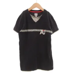 アルマーニ ジュニア ARMANI Jr Tシャツ 半袖 Vネック フェイクレイヤード 14A 紺 ネイビー /GV ■GY60