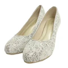 THE LOVEL パンプス ラウンドトゥ ラメ ヒール 白 ホワイト シルバーカラー 24.0cm