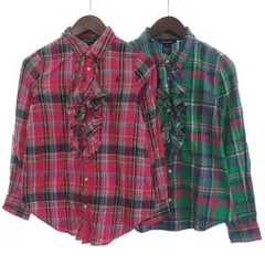 ラルフローレン RALPH LAUREN 2点セット まとめ チェック シャツ ブラウス 緑 グリーン系 ピンク系 10 16 ☆AA★