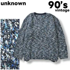 【美品】 90s ヴィンテージ イタリア製 unknown Vネック セーター 38 L相当 ブルー レディース ♪