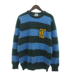 ラコステ ライブ Lacoste L!VE アルパカブレンドボーダーニットセーター 長袖 ボーダー AH7501 青 ブルー 緑 グリーン L