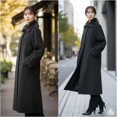 23区【34】ファーコート ロングコート ダークブラウン アンゴラ ファー付