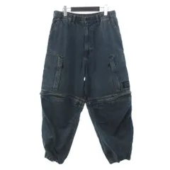 ジーユー GU UNDERCOVER 美品 デニムコンバーチブルワイドカーゴパンツ ジップフライ 321-352707 青 ブルー L
