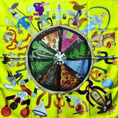 LOUIS VUITTON ルイ・ヴィトン William Wilson ウィリアム ウィルソン シルク スカーフ M71391 限定 箱 レア レディース ファッション小物 衣料品 希少 美品 aua41818080113