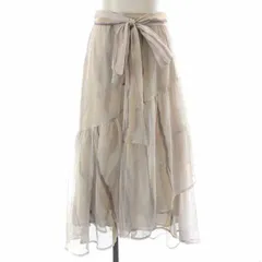 マーキュリーデュオ MERCURYDUO 楊柳シフォンティアードグラデスカート フレアスカート ミモレ ロング リボン M グレー /YI45
