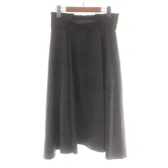 アンタイトル UNTITLED フレアスカート ロング ミモレ グレンチェック タック ウール 2 M グレー 黒 ブラック /NW36