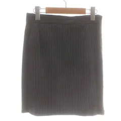 ジルスチュアート JILL STUART タイトスカート ひざ丈 ストライプ チュール フリル シアー シースルー サイドジップ ウール混 2 S グレー 黒 ブラック /NW29