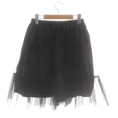 リッチミー Riccimie チュールスカート ティアード ひざ丈 フレア シアー シースルー M 黒 ブラック /NW37