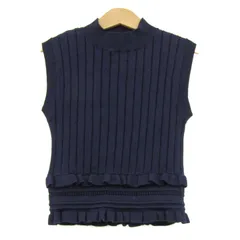 スナイデル ニット トップス ノースリーブ フリル リブニット レディース Fサイズ ネイビー snidel 【中古】