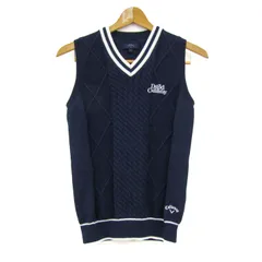 キャロウェイ ベスト ジャケット アウター Vネック ゴルフウエア レディース Mサイズ 紺×白 Callaway 【中古】