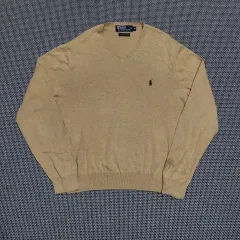 POLO RALPH LAUREN ポロラルフローレン Vネック ニット ベージュ (M)