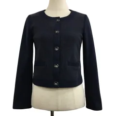 クイーンズコート QUEENS COURT ジャケット ノーカラー シングル 切替 長袖 2 紺 ネイビー