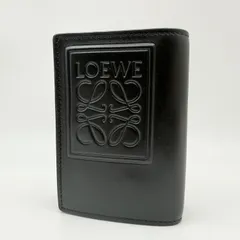 LOEWE（ロエベ） トライフォールドウォレット ロゴ型押し ブラック スナップ式