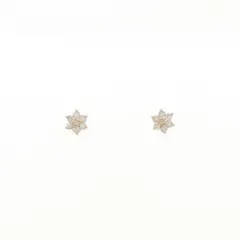 K18PG フラワー ダイヤモンド ピアス 0.12CT