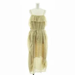 コエル COEL サイドシャーリングドットワンピース キャミソールワンピース キャミワンピ ミモレ ロング フリル リボン 38 M ベージュ 黒 ブラック 183208003 /AN25 ■GY36