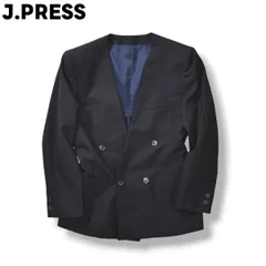 【上質】 ジェイプレス J.PRESS ノーカラー ジャケット ブレザー 9 ネイビー レディース ♪