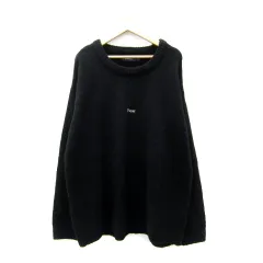 レイジブルー RAGEBLUE ニット セーター 長袖 ラウンドネック 無地 刺繍 L 黒 ブラック /SY40