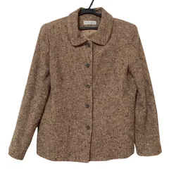  FARAH ファーラー　ツィードテーラードジャケット　茶系　茶色　ミックス　レディース　11号　【美品】ヴィンテージ　上品　セレモニー　高級　日本製　ウール　シルク　【Z1709】