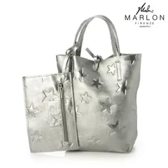 MARLON FIRENZE マーロンフィレンツェ レザー 星柄 ミニトートバッグ レディース イタリア製 本革 バッグ 小物 革 大容量 通勤