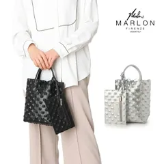 MARLON FIRENZE マーロンフィレンツェ レザー エンボスミニトートバッグ レディース イタリア製 本革 バッグ 小物 革 大容量